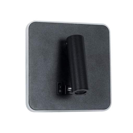 GloboStar® LADY-S 60943 Μοντέρνο Φωτιστικό Τοίχου – Απλίκα Ξενοδοχείου Bed Side LED 6W 600lm 36° & 360° AC 220-240V – Reading Light & Κρυφός Φωτισμός – Φορτιστής USB 3A – Μ15 x Π15 x Υ7cm – Φυσικό Λευκό 4500K – Μαύρο – 3 Χρόνια Εγγύηση