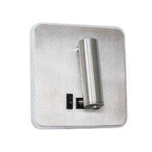 GloboStar® LADY-S 60943 Μοντέρνο Φωτιστικό Τοίχου – Απλίκα Ξενοδοχείου Bed Side LED 6W 600lm 36° & 360° AC 220-240V – Reading Light & Κρυφός Φωτισμός – Φορτιστής USB 3A – Μ15 x Π15 x Υ7cm – Φυσικό Λευκό 4500K – Νίκελ Βούρτσας- 3 Χρόνια Εγγύηση