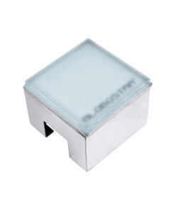 GloboStar® CYBOLITHOS 60946 Χωνευτό Φωτιστικό Σποτ Δαπέδου LED 2W 200lm 120° DC 24V Αδιάβροχο IP68 IK06 Μ10 x Π10 x Υ8cm Μπλε Dimmable – Tempered Γαλακτερό Γυαλί & Ανοξείδωτο Ατσάλι – Bridgelux Chip – 3 Χρόνια Εγγύηση