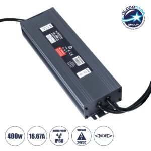 GloboStar® 60967 Αδιάβροχο Τροφοδοτικό SELV για Προϊόντα Φωτισμού LED 400W 16.67A – AC 220-240V σε DC 24V με 1.2m VDE Καλώδιο Παροχής & Εξόδου Τροφοδοσίας – Αδιάβροχο IP68 – M25.5 x W7.5 x H4cm  – 3 Χρόνια Εγγύηση
