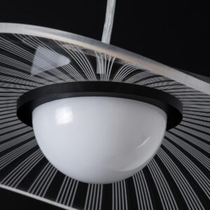 GloboStar® ACRYLICA 60974 Κρεμαστό Φωτιστικό Οροφής Design LED CCT 20W 2240lm 360° AC 220-240V – Εναλλαγή Φωτισμού μέσω Διακόπτη On/Off All In One Ψυχρό 6000k+Φυσικό 4500k+Θερμό 2700k Φ40cm – Μαύρο με Διάφανο Laser Designed Plexiglass – 3 Years Warranty
