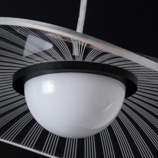 GloboStar® ACRYLICA 60974 Κρεμαστό Φωτιστικό Οροφής Design LED CCT 20W 2240lm 360° AC 220-240V – Εναλλαγή Φωτισμού μέσω Διακόπτη On/Off All In One Ψυχρό 6000k+Φυσικό 4500k+Θερμό 2700k Φ40cm – Μαύρο με Διάφανο Laser Designed Plexiglass – 3 Years Warranty