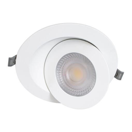 GloboStar® LEXIS JOINT 60989 Χωνευτό LED Κινούμενο Spot Downlight 12W 1140lm 45° AC 220-240V IP44 Φ15.8cm x Υ4.1cm – Στρόγγυλο – Λευκό – Θερμό Λευκό 2700K – Bridgelux Chip – TÜV Certified Driver – 5 Years Warranty