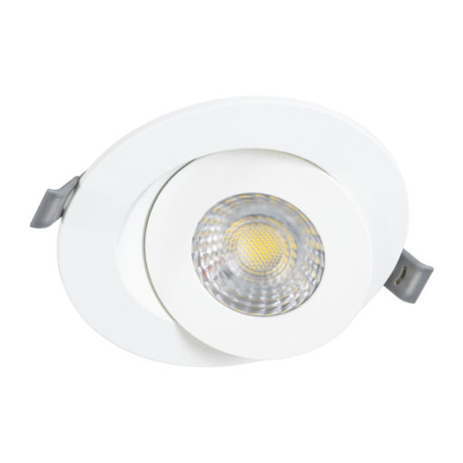 GloboStar® LEXIS JOINT 60990 Χωνευτό LED Κινούμενο Spot Downlight 7W 680lm 45° AC 220-240V IP44 Φ12cm x Υ3.1cm – Στρόγγυλο – Λευκό – Φυσικό Λευκό 4500K – Bridgelux Chip – TÜV Certified Driver – 5 Years Warranty