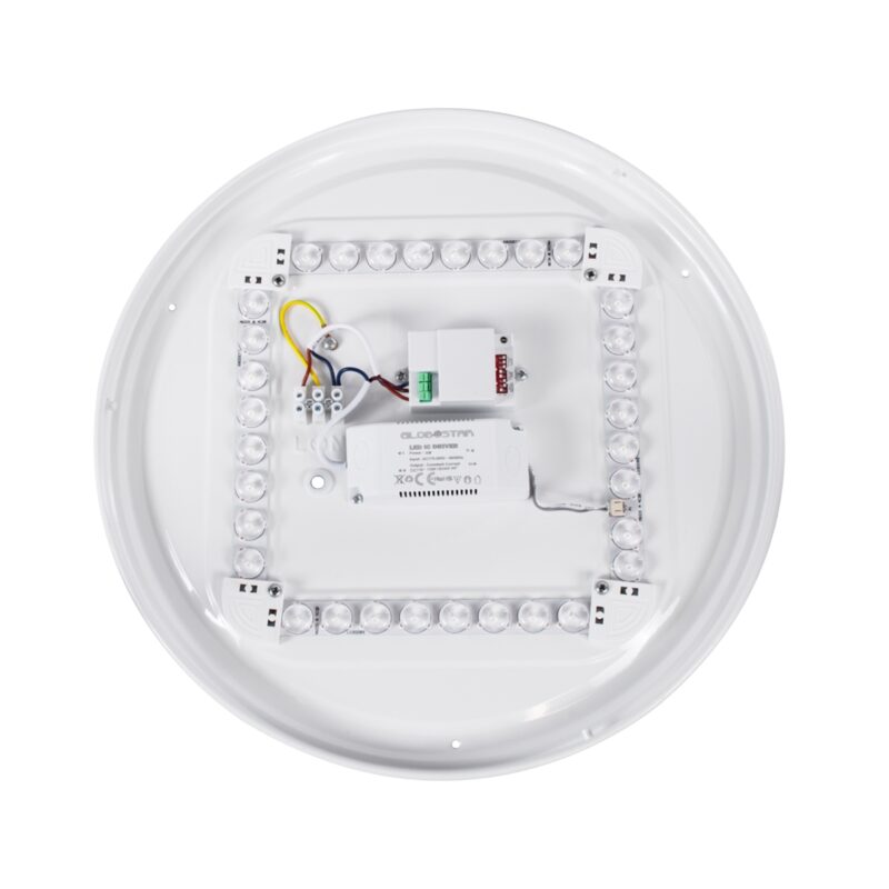 GloboStar® SENSORANO 60994 Πλαφονιέρα Οροφής LED 30W 3000lm 120° AC 220-240V με Ενσωματωμένο Σύστημα Ρυθμιζόμενου Microwave Αισθητήρα Κίνησης – Αδιάβροχη IP54 Φ38 x Υ5.3cm Ψυχρό Λευκό 6000K – Λευκό – Bridgelux Chips – 3 Years Warranty