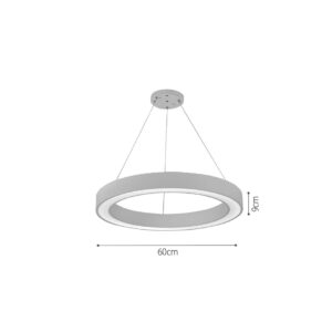InLight Κρεμαστό φωτιστικό LED 68W 3CCT (by switch on base) σε λευκή απόχρωση D:60cm (6073-60-WH)