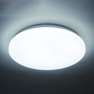 GloboStar® CELANO 61008 LED Πλαφονιέρα Οροφής Στρόγγυλη Φ33 30W 3000lm 120° AC 220-240V Αδιάβροχη IP54 Φ33 x Υ6cm Ψυχρό Λευκό 6000K – 3 Χρόνια Εγγύηση