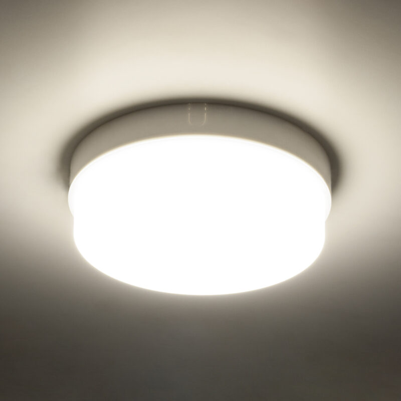 GloboStar® REVANO 61015 LED Πλαφονιέρα Οροφής Στρόγγυλη Φ17 15W 1425lm 180° AC 220-240V Αδιάβροχη IP54 Φ17 x Υ5cm Φυσικό Λευκό 4500K – 2 Χρόνια Εγγύηση