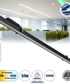GloboStar® LUCA 61032 Γραμμικό Χωνευτό Φωτιστικό Linear LED CCT 54W 6500lm 120° AC 220-240V Μ121.5 x Π5 x Υ4cm – Εναλλαγή Φωτισμού μέσω Τηλεχειριστηρίου All In One Ψυχρό 6000k+Φυσικό 4500k+Θερμό 2700k Dimmable – Μαύρο – 3 Years Warranty