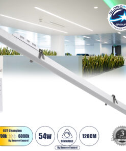 GloboStar® LUCA 61033 Γραμμικό Χωνευτό Φωτιστικό Linear LED CCT 54W 6500lm 120° AC 220-240V Μ121.5 x Π5 x Υ4cm – Εναλλαγή Φωτισμού μέσω Τηλεχειριστηρίου All In One Ψυχρό 6000k+Φυσικό 4500k+Θερμό 2700k Dimmable – Λευκό – 3 Years Warranty