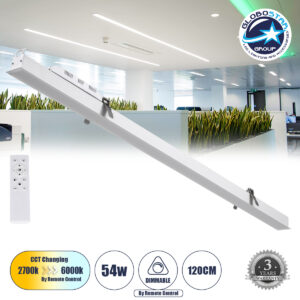 GloboStar® LUCA 61033 Γραμμικό Χωνευτό Φωτιστικό Linear LED CCT 54W 6500lm 120° AC 220-240V Μ121.5 x Π5 x Υ4cm – Εναλλαγή Φωτισμού μέσω Τηλεχειριστηρίου All In One Ψυχρό 6000k+Φυσικό 4500k+Θερμό 2700k Dimmable – Λευκό – 3 Years Warranty