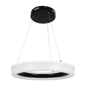 GloboStar® ARIANA 61037 Κρεμαστή Πλαφονιέρα Οροφής Κύκλος LED CCT 55W 6376lm 120° AC 220-240V – Εναλλαγή Φωτισμού μέσω Τηλεχειριστηρίου All In One Ψυχρό Λευκό 6000k+Φυσικό Λευκό 4500k+Θερμό Λευκό 2700k Dimmable Φ48cm – Μαύρο – 3 Years Warranty