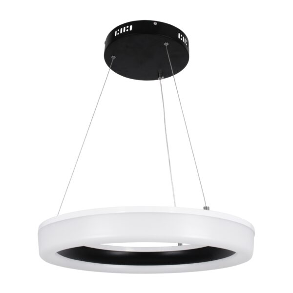 GloboStar® ARIANA 61037 Κρεμαστή Πλαφονιέρα Οροφής Κύκλος LED CCT 55W 6376lm 120° AC 220-240V – Εναλλαγή Φωτισμού μέσω Τηλεχειριστηρίου All In One Ψυχρό Λευκό 6000k+Φυσικό Λευκό 4500k+Θερμό Λευκό 2700k Dimmable Φ48cm – Μαύρο – 3 Years Warranty