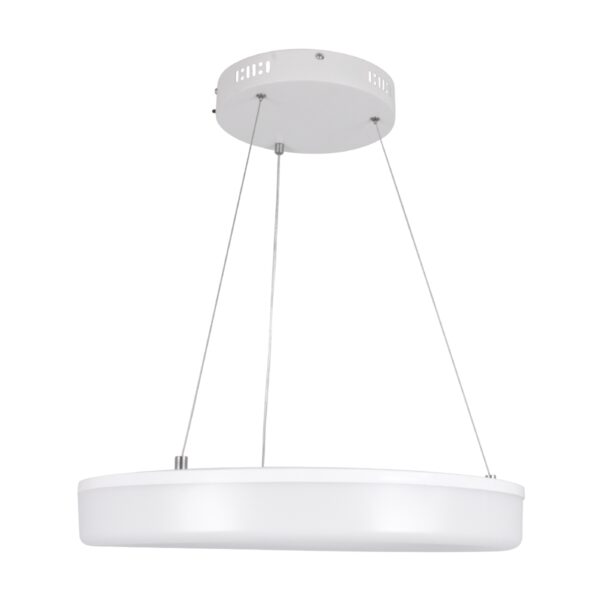 GloboStar® ARIANA 61038 Κρεμαστή Πλαφονιέρα Οροφής Κύκλος LED CCT 55W 6376lm 120° AC 220-240V – Εναλλαγή Φωτισμού μέσω Τηλεχειριστηρίου All In One Ψυχρό Λευκό 6000k+Φυσικό Λευκό 4500k+Θερμό Λευκό 2700k Dimmable Φ48cm – Λευκό – 3 Years Warranty