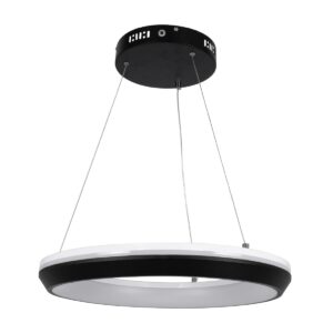 GloboStar® MELINA 61043 Κρεμαστή Πλαφονιέρα Οροφής Κύκλος LED CCT 55W 6376lm 120° AC 220-240V – Εναλλαγή Φωτισμού μέσω Τηλεχειριστηρίου All In One Ψυχρό Λευκό 6000k+Φυσικό Λευκό 4500k+Θερμό Λευκό 2700k Dimmable Φ48cm – Μαύρο – 3 Years Warranty