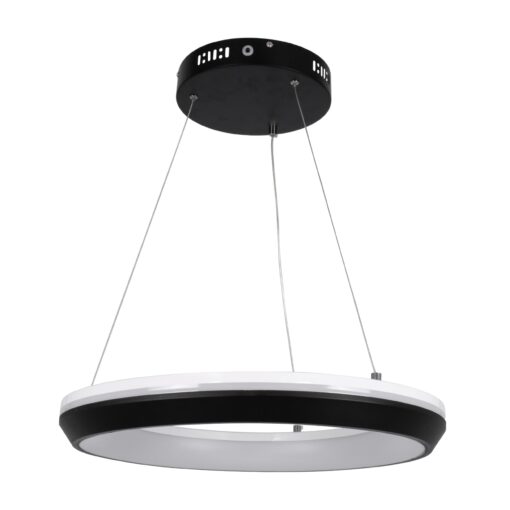 GloboStar® MELINA 61043 Κρεμαστή Πλαφονιέρα Οροφής Κύκλος LED CCT 55W 6376lm 120° AC 220-240V – Εναλλαγή Φωτισμού μέσω Τηλεχειριστηρίου All In One Ψυχρό Λευκό 6000k+Φυσικό Λευκό 4500k+Θερμό Λευκό 2700k Dimmable Φ48cm – Μαύρο – 3 Years Warranty