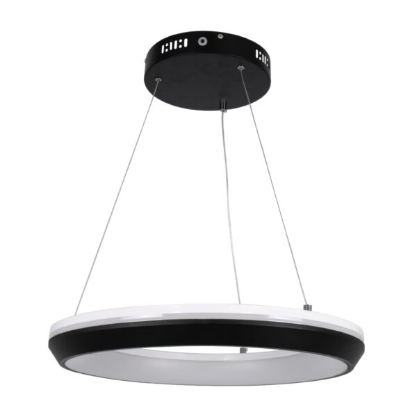 GloboStar® MELINA 61043 Κρεμαστή Πλαφονιέρα Οροφής Κύκλος LED CCT 55W 6376lm 120° AC 220-240V – Εναλλαγή Φωτισμού μέσω Τηλεχειριστηρίου All In One Ψυχρό Λευκό 6000k+Φυσικό Λευκό 4500k+Θερμό Λευκό 2700k Dimmable Φ48cm – Μαύρο – 3 Years Warranty