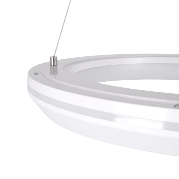 GloboStar® MELINA 61044 Κρεμαστή Πλαφονιέρα Οροφής Κύκλος LED CCT 55W 6376lm 120° AC 220-240V – Εναλλαγή Φωτισμού μέσω Τηλεχειριστηρίου All In One Ψυχρό Λευκό 6000k+Φυσικό Λευκό 4500k+Θερμό Λευκό 2700k Dimmable Φ48cm – Λευκό – 3 Years Warranty