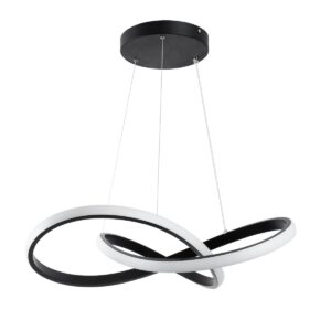 GloboStar® DEXTER 61049 Κρεμαστό Φωτιστικό Οροφής Design LED CCT 72W 8064lm 300° AC 220-240V – Εναλλαγή Φωτισμού μέσω Τηλεχειριστηρίου All In One Ψυχρό 6000k+Φυσικό 4500k+Θερμό 2700k Dimmable Φ56cm – Μαύρο – 3 Years Warranty