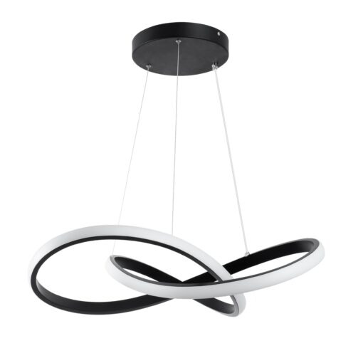 GloboStar® DEXTER 61049 Κρεμαστό Φωτιστικό Οροφής Design LED CCT 72W 8064lm 300° AC 220-240V – Εναλλαγή Φωτισμού μέσω Τηλεχειριστηρίου All In One Ψυχρό 6000k+Φυσικό 4500k+Θερμό 2700k Dimmable Φ56cm – Μαύρο – 3 Years Warranty