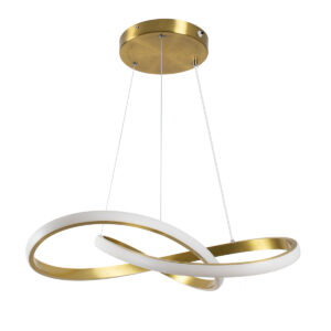 GloboStar® DEXTER 61051 Κρεμαστό Φωτιστικό Οροφής Design LED CCT 72W 8064lm 300° AC 220-240V – Εναλλαγή Φωτισμού μέσω Τηλεχειριστηρίου All In One Ψυχρό 6000k+Φυσικό 4500k+Θερμό 2700k Dimmable Φ56cm – Χρυσό Βούρτσας – 3 Years Warranty