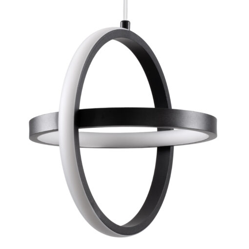 GloboStar® ALICE 61055 Κρεμαστό Φωτιστικό Οροφής Design LED CCT 20W 2400lm 300° AC 220-240V – Εναλλαγή Φωτισμού μέσω Διακόπτη On/Off All In One Ψυχρό 6000k+Φυσικό 4500k+Θερμό 2700k Μ25 x Π22 x Υ25cm – Μαύρο