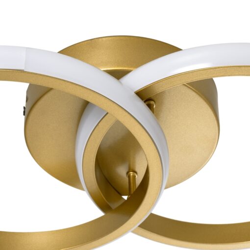 GloboStar® CORA 61060 Φωτιστικό Οροφής Design LED CCT 18W 2160lm 300° AC 220-240V – Εναλλαγή Φωτισμού μέσω Διακόπτη On/Off All In One Ψυχρό 6000k+Φυσικό 4500k+Θερμό 2700k Μ36 x Π20.5 x Υ7cm – Χρυσό Βούρτσας