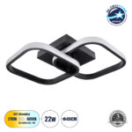 GloboStar® NORA 61061 Φωτιστικό Οροφής Design LED CCT 22W 2640lm 300° AC 220-240V – Εναλλαγή Φωτισμού μέσω Διακόπτη On/Off All In One Ψυχρό 6000k+Φυσικό 4500k+Θερμό 2700k Μ40 x Π24 x Υ7cm – Μαύρο