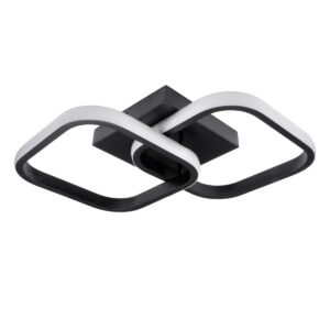 GloboStar® NORA 61061 Φωτιστικό Οροφής Design LED CCT 22W 2640lm 300° AC 220-240V – Εναλλαγή Φωτισμού μέσω Διακόπτη On/Off All In One Ψυχρό 6000k+Φυσικό 4500k+Θερμό 2700k Μ40 x Π24 x Υ7cm – Μαύρο