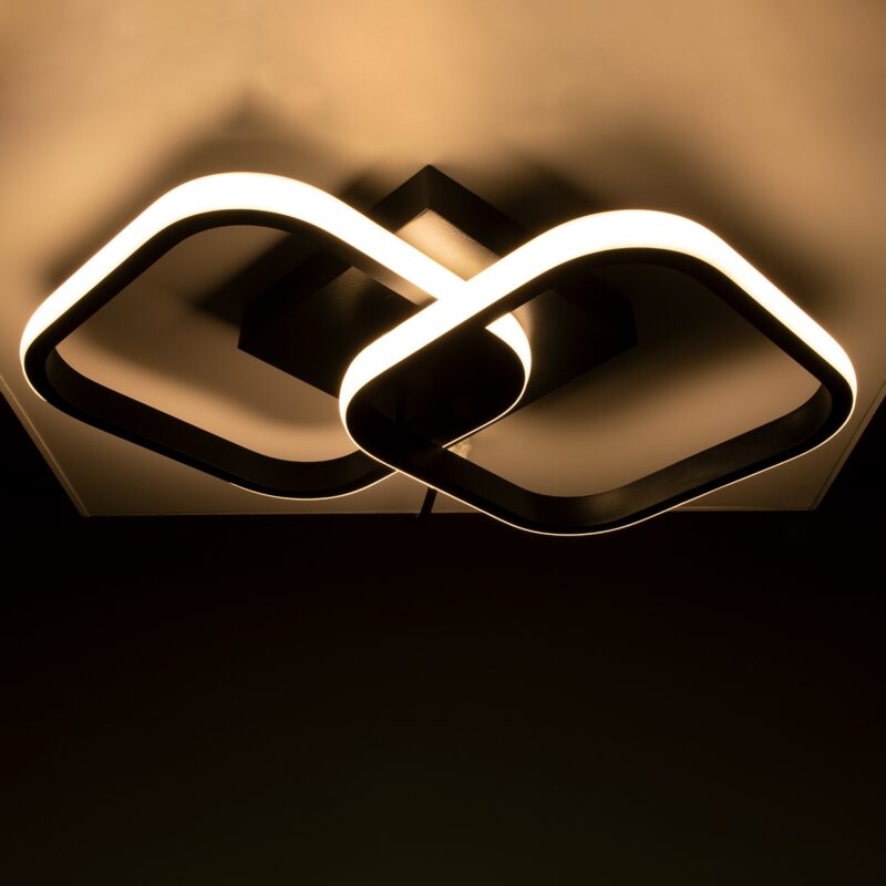 GloboStar® NORA 61061 Φωτιστικό Οροφής Design LED CCT 22W 2640lm 300° AC 220-240V – Εναλλαγή Φωτισμού μέσω Διακόπτη On/Off All In One Ψυχρό 6000k+Φυσικό 4500k+Θερμό 2700k Μ40 x Π24 x Υ7cm – Μαύρο