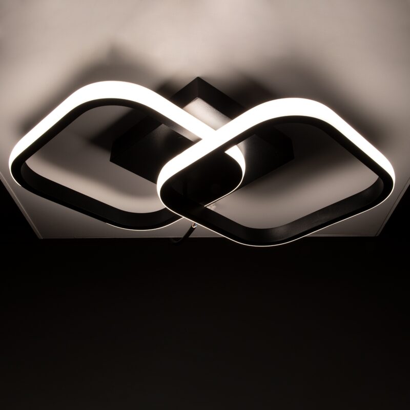 GloboStar® NORA 61061 Φωτιστικό Οροφής Design LED CCT 22W 2640lm 300° AC 220-240V – Εναλλαγή Φωτισμού μέσω Διακόπτη On/Off All In One Ψυχρό 6000k+Φυσικό 4500k+Θερμό 2700k Μ40 x Π24 x Υ7cm – Μαύρο