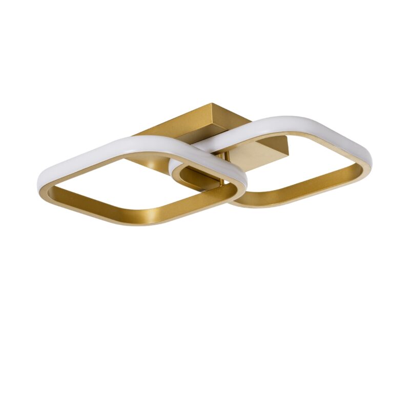 GloboStar® NORA 61063 Φωτιστικό Οροφής Design LED CCT 22W 2640lm 300° AC 220-240V – Εναλλαγή Φωτισμού μέσω Διακόπτη On/Off All In One Ψυχρό 6000k+Φυσικό 4500k+Θερμό 2700k Μ40 x Π24 x Υ7cm – Χρυσό Βούρτσας