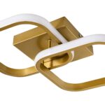 GloboStar® NORA 61063 Φωτιστικό Οροφής Design LED CCT 22W 2640lm 300° AC 220-240V – Εναλλαγή Φωτισμού μέσω Διακόπτη On/Off All In One Ψυχρό 6000k+Φυσικό 4500k+Θερμό 2700k Μ40 x Π24 x Υ7cm – Χρυσό Βούρτσας