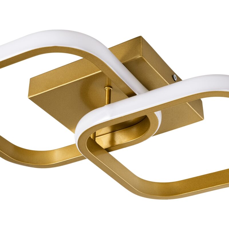 GloboStar® NORA 61063 Φωτιστικό Οροφής Design LED CCT 22W 2640lm 300° AC 220-240V – Εναλλαγή Φωτισμού μέσω Διακόπτη On/Off All In One Ψυχρό 6000k+Φυσικό 4500k+Θερμό 2700k Μ40 x Π24 x Υ7cm – Χρυσό Βούρτσας