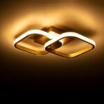 GloboStar® NORA 61063 Φωτιστικό Οροφής Design LED CCT 22W 2640lm 300° AC 220-240V – Εναλλαγή Φωτισμού μέσω Διακόπτη On/Off All In One Ψυχρό 6000k+Φυσικό 4500k+Θερμό 2700k Μ40 x Π24 x Υ7cm – Χρυσό Βούρτσας