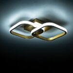 GloboStar® NORA 61063 Φωτιστικό Οροφής Design LED CCT 22W 2640lm 300° AC 220-240V – Εναλλαγή Φωτισμού μέσω Διακόπτη On/Off All In One Ψυχρό 6000k+Φυσικό 4500k+Θερμό 2700k Μ40 x Π24 x Υ7cm – Χρυσό Βούρτσας