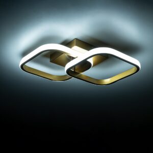 GloboStar® NORA 61063 Φωτιστικό Οροφής Design LED CCT 22W 2640lm 300° AC 220-240V – Εναλλαγή Φωτισμού μέσω Διακόπτη On/Off All In One Ψυχρό 6000k+Φυσικό 4500k+Θερμό 2700k Μ40 x Π24 x Υ7cm – Χρυσό Βούρτσας