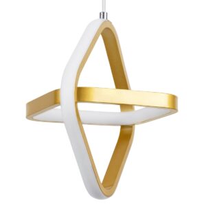 GloboStar® ROSE 61066 Κρεμαστό Φωτιστικό Οροφής Design LED CCT 22W 2640lm 300° AC 220-240V – Εναλλαγή Φωτισμού μέσω Διακόπτη On/Off All In One Ψυχρό 6000k+Φυσικό 4500k+Θερμό 2700k Μ24 x Π22 x Υ24cm – Χρυσό Βούρτσας