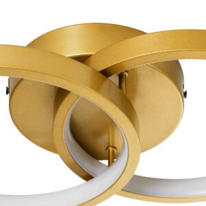 GloboStar® EVA 61069 Φωτιστικό Οροφής Design LED CCT 16W 1920lm 300° AC 220-240V – Εναλλαγή Φωτισμού μέσω Διακόπτη On/Off All In One Ψυχρό 6000k+Φυσικό 4500k+Θερμό 2700k Μ33 x Π21 x Υ7cm – Χρυσό Βούρτσας