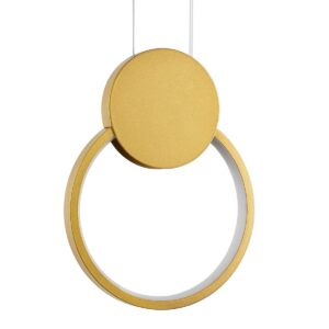 GloboStar® CYCLOS 61075 Κρεμαστό Φωτιστικό Οροφής Design LED CCT 9W 1080lm 300° AC 220-240V – Εναλλαγή Φωτισμού μέσω Διακόπτη On/Off All In One Ψυχρό 6000k+Φυσικό 4500k+Θερμό 2700k Μ21 x Π2.3 x Υ26.5cm – Χρυσό Βούρτσας