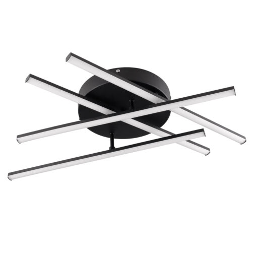 GloboStar® DRACO 61095 Φωτιστικό Οροφής Γραμμικό Linear Design LED CCT 60W 7380lm 120° AC 220-240V – Εναλλαγή Φωτισμού μέσω Τηλεχειριστηρίου All In One Ψυχρό 6000k+Φυσικό 4500k+Θερμό 2700k Dimmable Φ60 x Υ11cm – Μαύρο – 3 Years Warranty