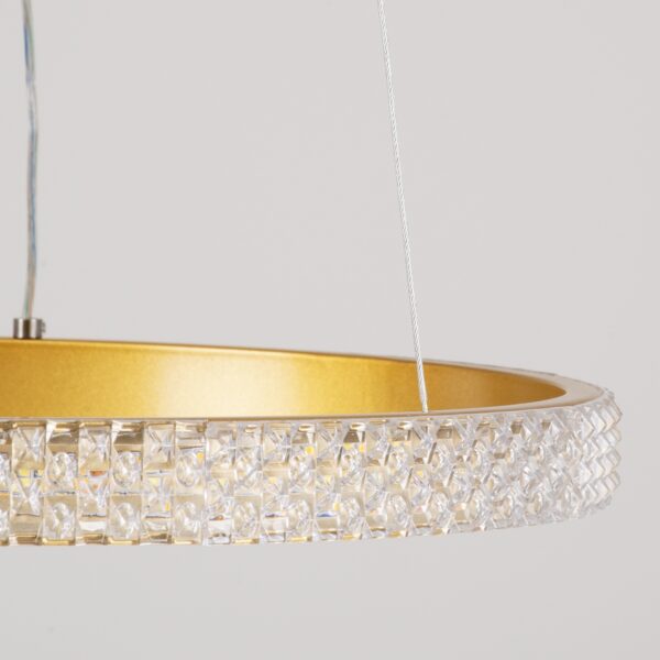 GloboStar® DIAMOND 61129 Κρεμαστό Φωτιστικό Δαχτυλίδι-Κύκλος LED CCT 30W 3513lm 360° AC 220-240V – Εναλλαγή Φωτισμού μέσω Τηλεχειριστηρίου All In One Ψυχρό 6000k+Φυσικό 4500k+Θερμό 2700k Dimmable Φ40cm – Χρυσό Βούρτσας – 3 Years Warranty