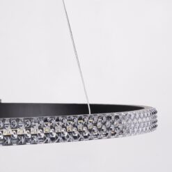 GloboStar® DIAMOND 61130 Κρεμαστό Φωτιστικό Δαχτυλίδι-Κύκλος LED CCT 45W 5230lm 360° AC 220-240V – Εναλλαγή Φωτισμού μέσω Τηλεχειριστηρίου All In One Ψυχρό 6000k+Φυσικό 4500k+Θερμό 2700k Dimmable Φ60cm – Μαύρο – 3 Years Warranty