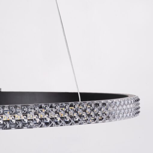 GloboStar® DIAMOND 61130 Κρεμαστό Φωτιστικό Δαχτυλίδι-Κύκλος LED CCT 45W 5230lm 360° AC 220-240V – Εναλλαγή Φωτισμού μέσω Τηλεχειριστηρίου All In One Ψυχρό 6000k+Φυσικό 4500k+Θερμό 2700k Dimmable Φ60cm – Μαύρο – 3 Years Warranty