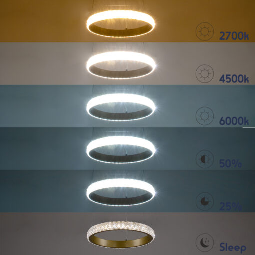 GloboStar® DIAMOND 61131 Κρεμαστό Φωτιστικό Δαχτυλίδι-Κύκλος LED CCT 45W 5230lm 360° AC 220-240V – Εναλλαγή Φωτισμού μέσω Τηλεχειριστηρίου All In One Ψυχρό 6000k+Φυσικό 4500k+Θερμό 2700k Dimmable Φ60cm – Χρυσό Βούρτσας – 3 Years Warranty