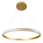 GloboStar® DIAMOND 61131 Κρεμαστό Φωτιστικό Δαχτυλίδι-Κύκλος LED CCT 45W 5230lm 360° AC 220-240V – Εναλλαγή Φωτισμού μέσω Τηλεχειριστηρίου All In One Ψυχρό 6000k+Φυσικό 4500k+Θερμό 2700k Dimmable Φ60cm – Χρυσό Βούρτσας – 3 Years Warranty