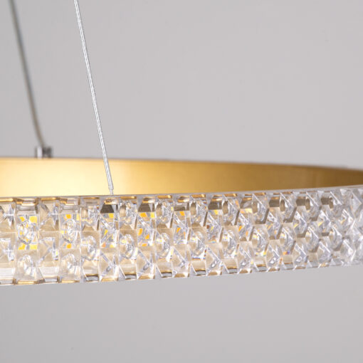 GloboStar® DIAMOND 61131 Κρεμαστό Φωτιστικό Δαχτυλίδι-Κύκλος LED CCT 45W 5230lm 360° AC 220-240V – Εναλλαγή Φωτισμού μέσω Τηλεχειριστηρίου All In One Ψυχρό 6000k+Φυσικό 4500k+Θερμό 2700k Dimmable Φ60cm – Χρυσό Βούρτσας – 3 Years Warranty