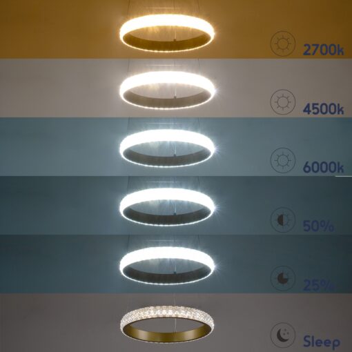 GloboStar® DIAMOND 61135 Κρεμαστό Φωτιστικό Δαχτυλίδι-Κύκλος LED CCT 75W 8743lm 360° AC 220-240V – Εναλλαγή Φωτισμού μέσω Τηλεχειριστηρίου All In One Ψυχρό 6000k+Φυσικό 4500k+Θερμό 2700k Dimmable Φ100cm – Χρυσό Βούρτσας – 3 Years Warranty