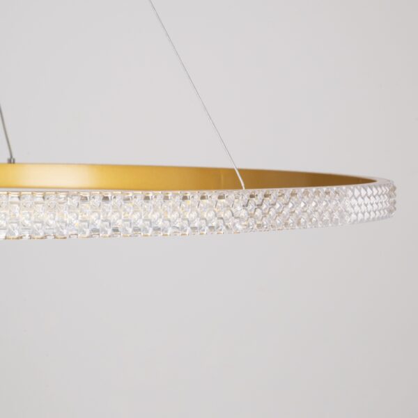 GloboStar® DIAMOND 61135 Κρεμαστό Φωτιστικό Δαχτυλίδι-Κύκλος LED CCT 75W 8743lm 360° AC 220-240V – Εναλλαγή Φωτισμού μέσω Τηλεχειριστηρίου All In One Ψυχρό 6000k+Φυσικό 4500k+Θερμό 2700k Dimmable Φ100cm – Χρυσό Βούρτσας – 3 Years Warranty