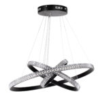 GloboStar® DIAMOND TRIO 61136 Κρεμαστό Φωτιστικό Δαχτυλίδι-Κύκλος LED CCT 100W 12123lm 360° AC 220-240V – Εναλλαγή Φωτισμού μέσω Τηλεχειριστηρίου All In One Ψυχρό 6000k+Φυσικό 4500k+Θερμό 2700k Dimmable Φ25+40+60cm – Μαύρο – 3 Years Warranty